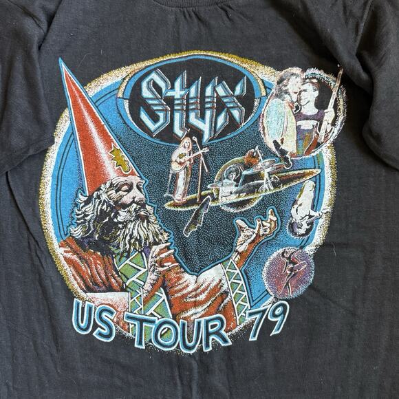 Fantasy VTG 1979 Styx US Tour Wizard T-Shirt Single Stitch L Rare Band Tee ‘79 - Picture 3 of 11